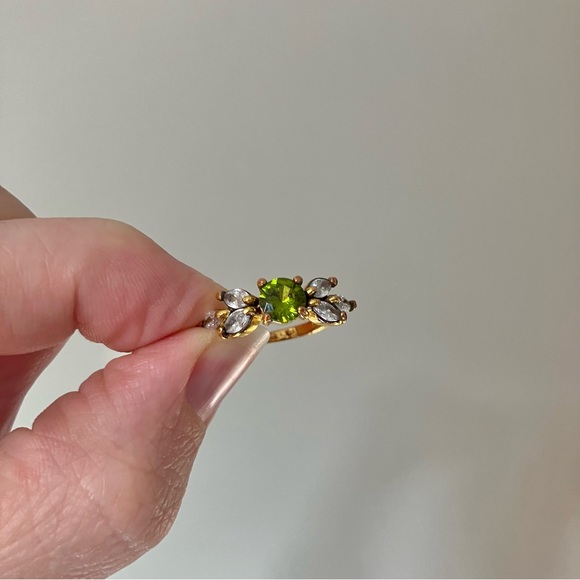 925 Green Stone Floral Gold Ring “Elfa” Peridot Emerald Olive Tourmaline Moss - Picture 16 of 16